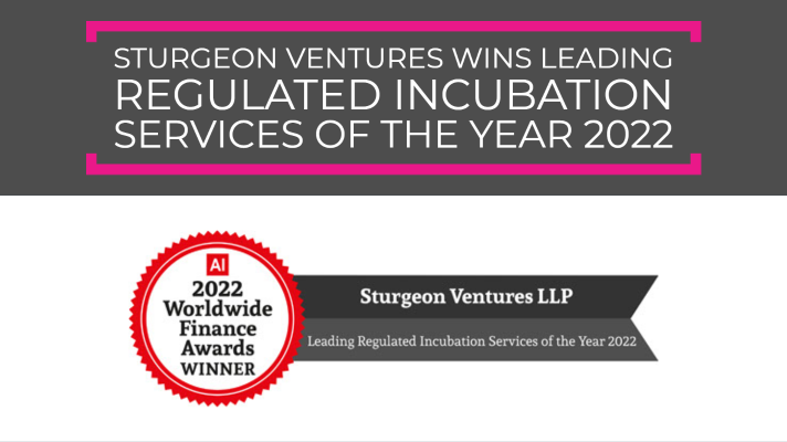 Sturgeon Ventures wins Leading Regulated Incubation Services of the Year 2022
