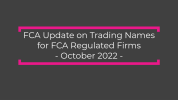 FCA Update on Trading Names for FCA Regulated Firms